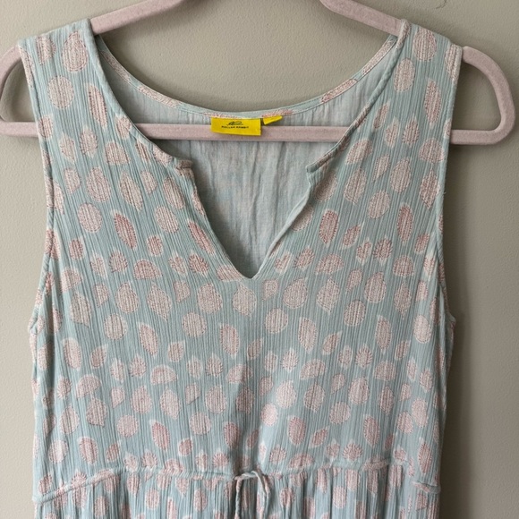 Roller Rabbit Size L Diam Gauri Maxi Dress Blue Paisley Waist Tie Sleeveless - Picture 5 of 6